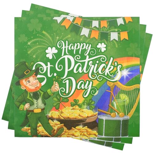 40 St. Patrick's Day Servietten, Kleeblatt-Papierservietten, grünes Kleeblatt, Einweg-Servietten für Zuhause, Küche, St. Patty's Day, irisches Kultur-Partyzubehör 40 St. Patrick's Day Servietten, Kleeblatt-Papierservietten, grünes Kleeblatt, Einweg-Servietten für Zuhause, Küche, St. Patty's Day, irisches Kultur-Partyzubehör von Wentsent