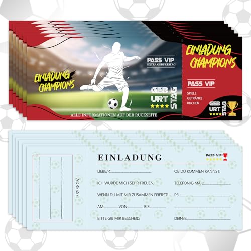 Wentsent 12x Eintrittskarte Fussball Einladungskarten Kindergeburtstag Junge, Fußball Einladungen kindergeburtstag Partyeinladungen Einladungskarten für Jungen Mädchen Jugendliche Einschulung Party Wentsent 12x Eintrittskarte Fussball Einladungskarten Kindergeburtstag Junge, Fußball Einladungen kindergeburtstag Partyeinladungen Einladungskarten für Jungen Mädchen Jugendliche Einschulung Party von Wentsent