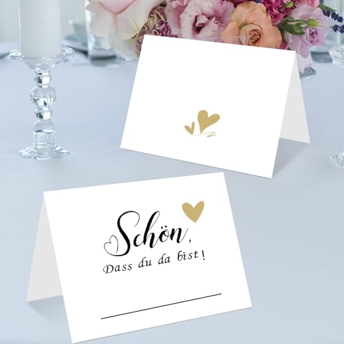 Wentsent Hochzeit Tischkarten Schön dass du da bist mit Herz, Tischdekoration Namenskarten, Platzkarten für Hochzeit Geburtstag Konfirmation Kommunion Taufe Feier Wentsent Hochzeit Tischkarten Schön dass du da bist mit Herz, Tischdekoration Namenskarten, Platzkarten für Hochzeit Geburtstag Konfirmation Kommunion Taufe Feier von Wentsent