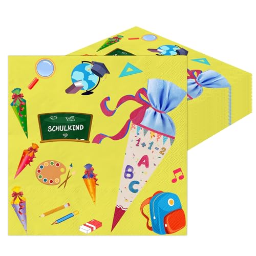 Wentsent Servietten Einschulung, 80 Stück Schulkind Servietten Schulanfang Deko Mädchen Junge, Schuleinführung Deko 1. Schultag Tischdeko Schule Papierservietten Wentsent Servietten Einschulung, 80 Stück Schulkind Servietten Schulanfang Deko Mädchen Junge, Schuleinführung Deko 1. Schultag Tischdeko Schule Papierservietten von Wentsent