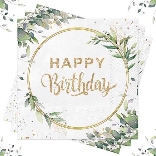 Wentsent Servietten Geburtstag Eukalyptus Grün, 40 Stück Happy Birthday Servietten Napkins, Servietten Salbeigrün, Geburtstagsdeko Papierservietten Tischdeko für Frau Mann Junge Mädchen Wentsent Servietten Geburtstag Eukalyptus Grün, 40 Stück Happy Birthday Servietten Napkins, Servietten Salbeigrün, Geburtstagsdeko Papierservietten Tischdeko für Frau Mann Junge Mädchen von Wentsent