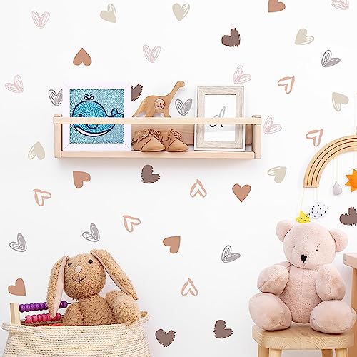 Wenxiaw Herzen Set 108 Stück Wandtattoo für Babyzimmer, Selbstklebende Herzen Wandsticker Wandtattoo, Wandaufkleber Kinderzimmer Herzen Für Babyzimmer Junge Mädchen von Wenxiaw