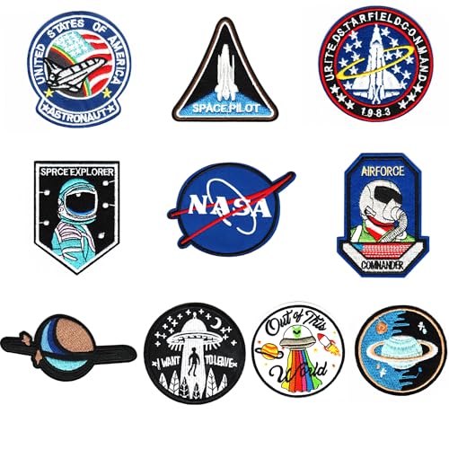 10 Stück NASA Aufnäher,Space Shuttle Mission,Aufbügelflicken Kinder,Stickerei,zum Aufbügeln oder Aufnähen,NASA Patches, gestickte Aufnäher,für Kleidung, Hosen, Rucksäcke, Hüte, Jeans, DIY-Zubehör 10 Stück NASA Aufnäher,Space Shuttle Mission,Aufbügelflicken Kinder,Stickerei,zum Aufbügeln oder Aufnähen,NASA Patches, gestickte Aufnäher,für Kleidung, Hosen, Rucksäcke, Hüte, Jeans, DIY-Zubehör von Wenyue
