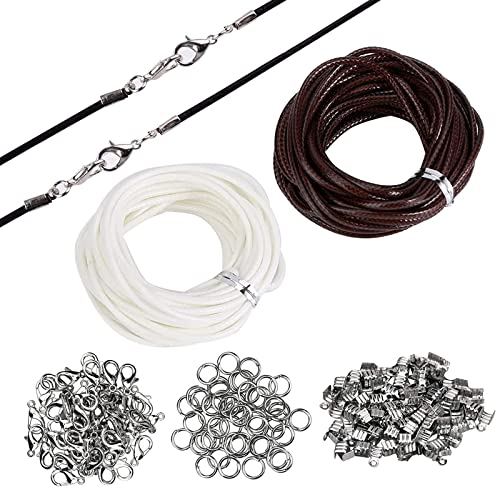 Lederkette 2mm Lederband Makramee Lederband Kette 2mm Schwarz Lederband 2mm Mit Verschluss Lederschnur Set Verschluss Kederschnur 2mm Für DIY Armband Halskette Schmuck Schmuckherstellung Handwerk. von Wenyue