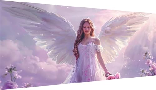 5D Engel Diamond Painting XXL 70x140cm, Diamant Painting Bilder Mädchen Diamond Painting Erwachsene Mosaikherstellung, Full Eckige Steine Crystal Strass Stickerei Diamant kunst,Deko wohnzimmer WE-3755 von Weoqion