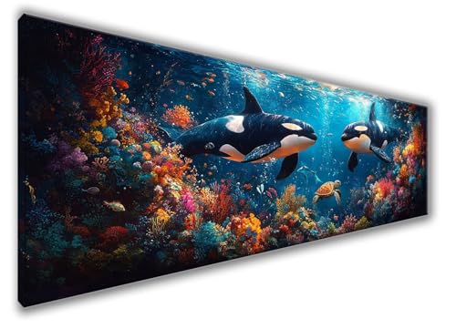 Diamond Painting Erwachsene Groß XXL 300x100cm Diamond Painting Wal Diamant Painting Bilder Anfänger, Diamond Painting Koralle Bastelset Mädchen, Stickerei Kreuzstich DIY Set Deko Wohnzimmer WQ-84 von Weoqion