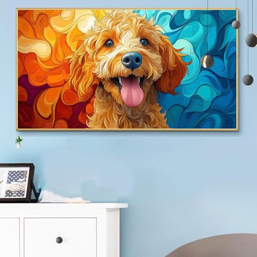 Malen Nach Zahlen Abstrakt, Malen Nach Zahlen Erwachsene Hund Paint by Numbers Handgemalt Ölgemälde Kit für Anfänger mit Pinseln und Acrylfarben, Halloween Deko Wohnzimmer, Geschenke 100x200CM Q6-43 von Weoqion
