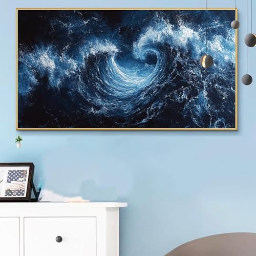 Malen Nach Zahlen Abstrakt, Malen Nach Zahlen Erwachsene Meereswellen Paint by Numbers Handgemalt Ölgemälde Kit für Anfänger mit Pinseln und Acrylfarben, Deko Wohnzimmer, Geschenke 80x160CM Q6-823 von Weoqion