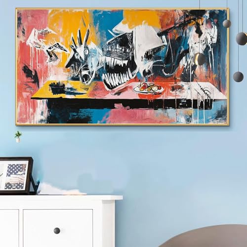Malen Nach Zahlen Abstrakt, Malen Nach Zahlen Erwachsene Pferde Paint by Numbers Handgemalt Ölgemälde Kit für Anfänger mit Pinseln und Acrylfarben,Halloween Deko Wohnzimmer,Geschenke 80x160 cm Q6-797 von Weoqion