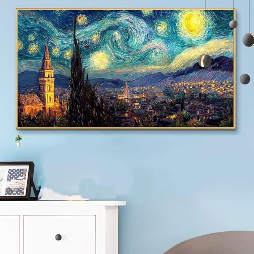 Malen Nach Zahlen Abstrakt, Malen Nach Zahlen Erwachsene Stadt Paint by Numbers Handgemalt Ölgemälde Kit für Anfänger mit Pinseln und Acrylfarben, Halloween Deko Wohnzimmer, Geschenke 40x90 CM Q6-115 von Weoqion