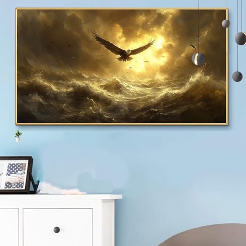 Malen Nach Zahlen Adler, Malen Nach Zahlen Erwachsene Meereswellen Paint by Numbers Handgemalt Ölgemälde Kit für Anfänger mit Pinseln und Acrylfarben,Halloween Deko Wohnzimmer,Geschenke 80x160 Q6-619 von Weoqion