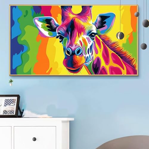 Malen Nach Zahlen Anime, Malen Nach Zahlen Erwachsene Giraffe Paint by Numbers Handgemalt Ölgemälde Kit für Anfänger mit Pinseln und Acrylfarben, Halloween Deko Wohnzimmer, Geschenke 100x200cm Q6-591 von Weoqion