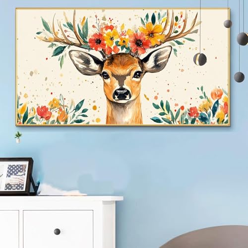 Malen Nach Zahlen Anime, Malen Nach Zahlen Erwachsene Hirsch Paint by Numbers Handgemalt Ölgemälde Kit für Anfänger mit Pinseln und Acrylfarben, Halloween Deko Wohnzimmer, Geschenke 70x140 cm Q6-667 von Weoqion