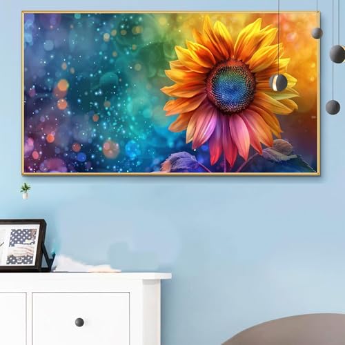 Malen Nach Zahlen Anlage, Malen Nach Zahlen Erwachsene Sonnenblume Paint by Numbers Handgemalt Ölgemälde Kit für Anfänger mit Pinseln und Acrylfarben,Halloween Deko Wohnzimmer,Geschenke 40x90CM Q6-103 von Weoqion