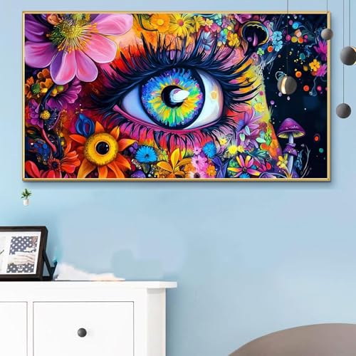 Malen Nach Zahlen Auge, Malen Nach Zahlen Erwachsene Bunt Paint by Numbers Handgemalt Ölgemälde Kit für Anfänger mit Pinseln und Acrylfarben, Halloween Deko Wohnzimmer,Frauen Geschenke 50x100CM Q6-143 von Weoqion