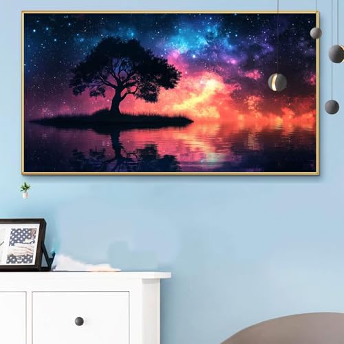 Malen Nach Zahlen Baum, Malen Nach Zahlen Erwachsene Nacht Paint by Numbers Handgemalt Ölgemälde Kit für Anfänger mit Pinseln und Acrylfarben, Halloween Deko Wohnzimmer,Frauen Geschenke 40x80CM Q6-733 von Weoqion