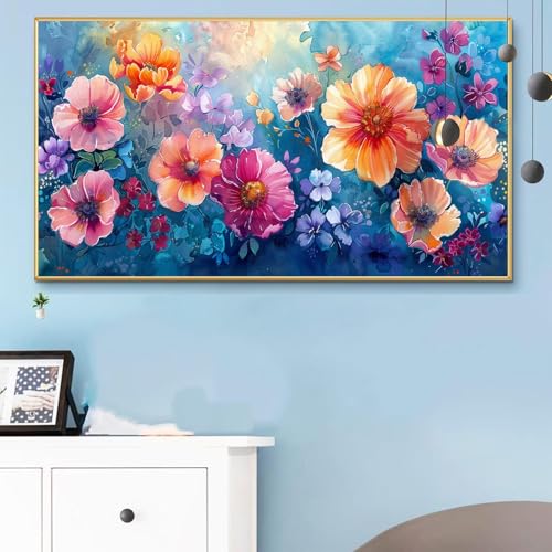 Malen Nach Zahlen Blau, Malen Nach Zahlen Erwachsene Blume Paint by Numbers Handgemalt Ölgemälde Kit für Anfänger mit Pinseln und Acrylfarben, Halloween Deko Wohnzimmer, Geschenke 30x60 cm Q6-977 von Weoqion