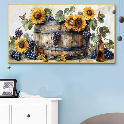 Malen Nach Zahlen Blumenkorb, Malen Nach Zahlen Erwachsene Sonnenblume Paint by Numbers Handgemalt Ölgemälde Kit für Anfänger mit Pinseln Acrylfarben, Halloween Deko Wohnzimmer, Geschenke 40x90 Q6-469 von Weoqion