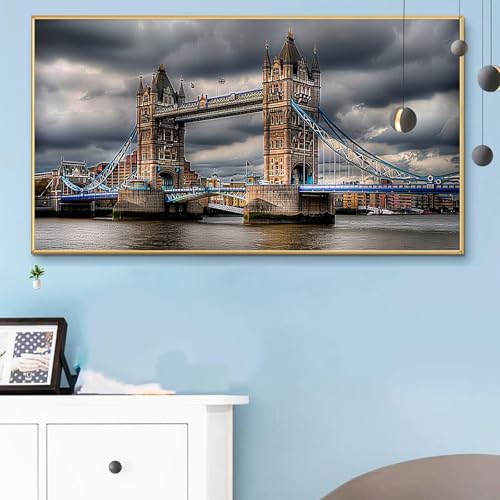 Malen Nach Zahlen Brücke, Malen Nach Zahlen Erwachsene Stadt Paint by Numbers Handgemalt Ölgemälde Kit für Anfänger mit Pinseln und Acrylfarben, Halloween Deko Wohnzimmer, Geschenke 50x100 CM Q6-975 von Weoqion