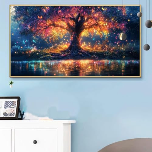 Malen Nach Zahlen Bunt, Malen Nach Zahlen Erwachsene Baum Paint by Numbers Handgemalt Ölgemälde Kit für Anfänger mit Pinseln und Acrylfarben, Halloween Deko Wohnzimmer,Frauen Geschenke 70x140 cm Q6-37 von Weoqion