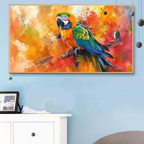 Malen Nach Zahlen Bunt, Malen Nach Zahlen Erwachsene Papagei Paint by Numbers Handgemalt Ölgemälde Kit für Anfänger mit Pinseln und Acrylfarben, Halloween Deko Wohnzimmer, Geschenke 90x180 cm Q6-97 von Weoqion