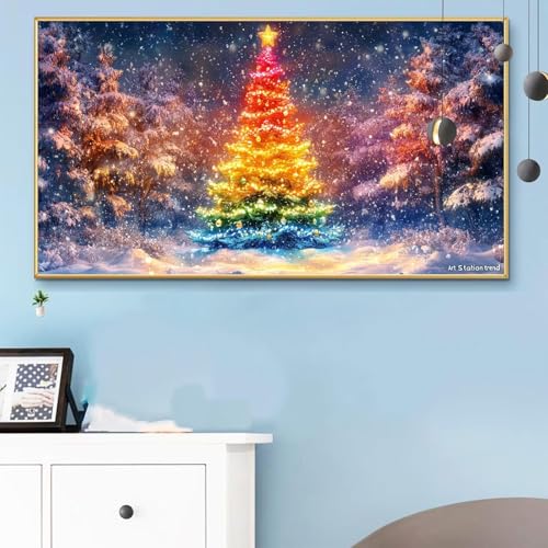 Malen Nach Zahlen Bunt, Malen Nach Zahlen Erwachsene Weihnachtsbaum Paint by Numbers Handgemalt Ölgemälde Kit für Anfänger mit Pinseln Acrylfarben, Halloween Deko Wohnzimmer, Geschenke 40x90 CM Q6-485 von Weoqion
