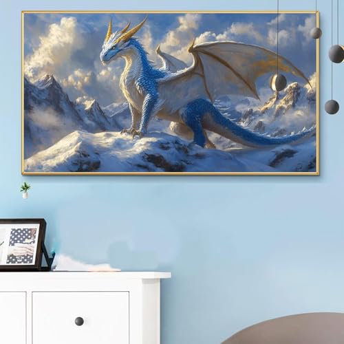 Malen Nach Zahlen Dinosaurier, Malen Nach Zahlen Erwachsene Tiere Paint by Numbers Handgemalt Ölgemälde Kit für Anfänger mit Pinseln Acrylfarben, Halloween Deko Wohnzimmer, Geschenke 100x200cm Q6-241 von Weoqion