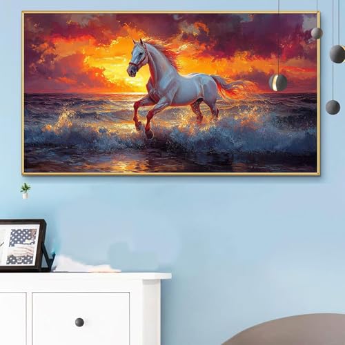 Malen Nach Zahlen Einhorn, Malen Nach Zahlen Erwachsene Tiere Paint by Numbers Handgemalt Ölgemälde Kit für Anfänger mit Pinseln und Acrylfarben, Halloween Deko Wohnzimmer, Geschenke 60x120CM Q6-403 von Weoqion
