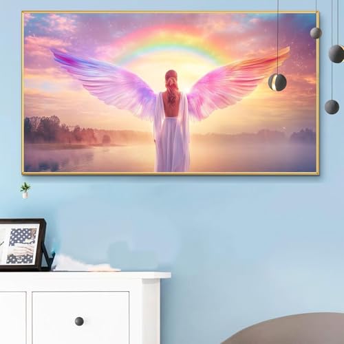 Malen Nach Zahlen Engel, Malen Nach Zahlen Erwachsene Sonnenlicht Paint by Numbers Handgemalt Ölgemälde Kit für Anfänger mit Pinseln und Acrylfarben,Halloween Deko Wohnzimmer,Geschenke 70x140cm Q6-981 von Weoqion