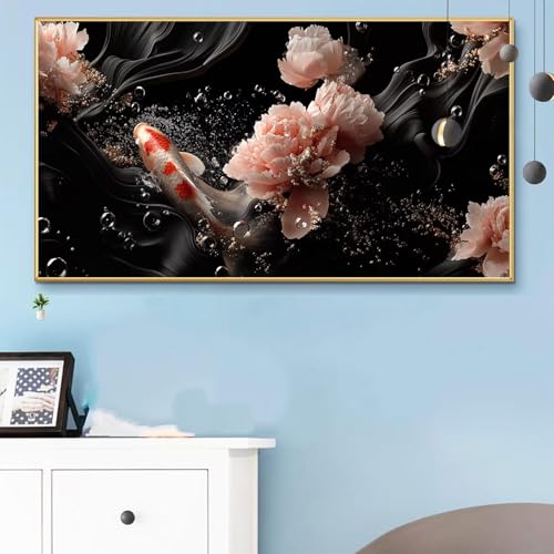 Malen Nach Zahlen Erwachsene Abstrakt Malen Nach Zahlen XXL 50x100cm Paint by Numbers Fisch Bild DIY Set Erwachsene Basteln, Adults Kreativ Set für Zimmer Deko, Herbstdeko, Männer Geschenke Q6-806 von Weoqion