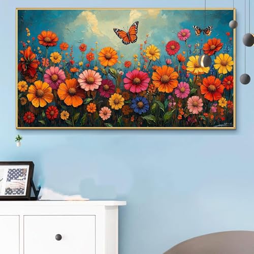 Malen Nach Zahlen Erwachsene Anlage Malen Nach Zahlen XXL 40x80cm Paint by Numbers Sonnenblume Bild DIY Set Erwachsene Basteln, Adults Kreativ Set für Zimmer Deko, Herbstdeko, Weihnachtsdeko Q6-86 von Weoqion