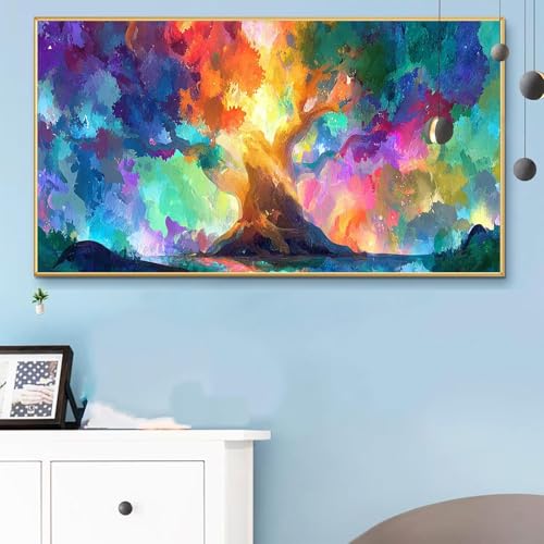 Malen Nach Zahlen Erwachsene Baum Malen Nach Zahlen XXL 40x80 Paint by Numbers Farbe Bild DIY Set Erwachsene Basteln, Adults Kreativ Set für Zimmer Deko, Herbstdeko, Weihnachtsdeko Geschenke Q6-214 von Weoqion
