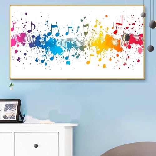 Malen Nach Zahlen Erwachsene Bunt Malen Nach Zahlen XXL 40x90CM Paint by Numbers Musiknoten Bild DIY Set Erwachsene Basteln, Adults Kreativ Set für Zimmer Deko, Herbstdeko, Männer Geschenke Q6-718 von Weoqion