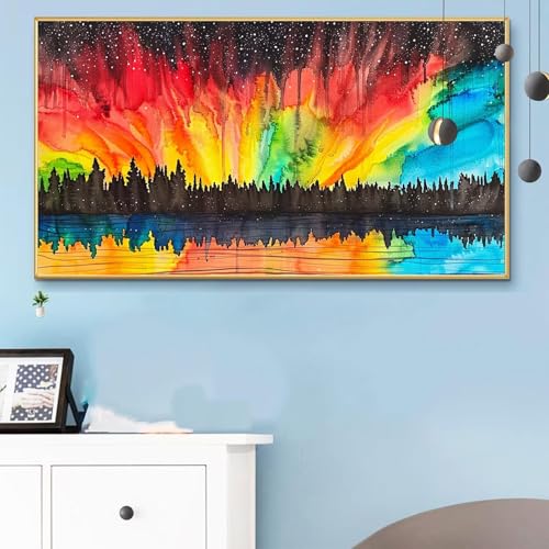Malen Nach Zahlen Erwachsene Bunt Malen Nach Zahlen XXL 60x120cm Paint by Numbers Landschaft Bild DIY Set Erwachsene Basteln, Adults Kreativ Set für Zimmer Deko, Herbstdeko, Weihnachtsdeko Q6-976 von Weoqion