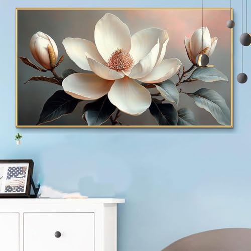 Malen Nach Zahlen Erwachsene Creme Malen Nach Zahlen XXL 40x90 cm Paint by Numbers .Orchidee Bild DIY Set Erwachsene Basteln, Adults Kreativ Set für Zimmer Deko, Herbstdeko, Weihnachtsdeko Q6-822 von Weoqion