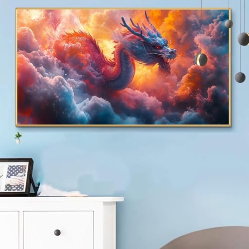 Malen Nach Zahlen Erwachsene Drachen Malen Nach Zahlen XXL 80x160CM Paint by Numbers Tiere Bild DIY Set Erwachsene Basteln, Adults Kreativ Set für Zimmer Deko, Herbstdeko, Männer Geschenke Q6-278 von Weoqion
