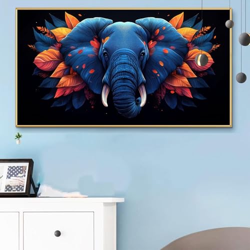 Malen Nach Zahlen Erwachsene Elefant Malen Nach Zahlen XXL 60x120 Paint by Numbers Blätter Bild DIY Set Erwachsene Basteln, Adults Kreativ Set für Zimmer Deko, Herbstdeko, Männer Geschenke Q6-994 von Weoqion