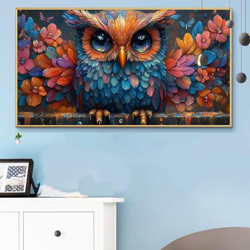 Malen Nach Zahlen Erwachsene Eule Malen Nach Zahlen XXL 100x200 Paint by Numbers Blume Bild DIY Set Erwachsene Basteln, Adults Kreativ Set für Zimmer Deko, Herbstdeko, Weihnachtsdeko Geschenke Q6-774 von Weoqion
