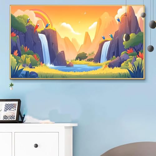 Malen Nach Zahlen Erwachsene Fallen Malen Nach Zahlen XXL 40x90 Paint by Numbers Landschaft Bild DIY Set Erwachsene Basteln, Adults Kreativ Set für Zimmer Deko, Herbstdeko, Männer Geschenke Q6-714 von Weoqion