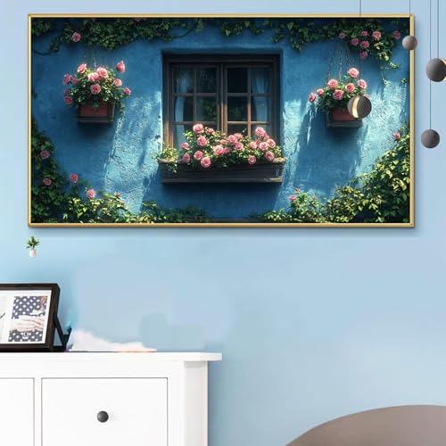 Malen Nach Zahlen Erwachsene Fenster Malen Nach Zahlen XXL 60x120 Paint by Numbers Landschaft Bild DIY Set Erwachsene Basteln, Adults Kreativ Set für Zimmer Deko, Herbstdeko, Weihnachtsdeko Q6-574 von Weoqion