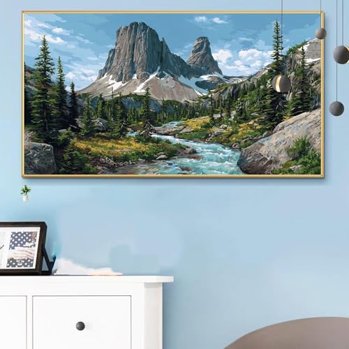 Malen Nach Zahlen Erwachsene Fluss Malen Nach Zahlen XXL 70x140CM Paint by Numbers Landschaft Bild DIY Set Erwachsene Basteln, Adults Kreativ Set für Zimmer Deko, Herbstdeko, Weihnachtsdeko Q6-618 von Weoqion
