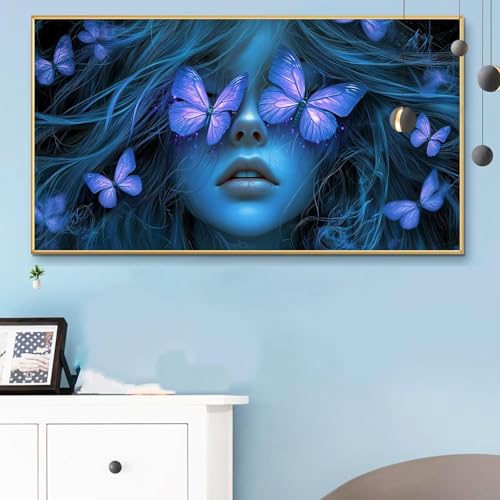 Malen Nach Zahlen Erwachsene Frau Malen Nach Zahlen XXL 40x80cm Paint by Numbers Schmetterling Bild DIY Set Erwachsene Basteln, Adults Kreativ Set für Zimmer Deko, Herbstdeko, Weihnachtsdeko Q6-56 von Weoqion