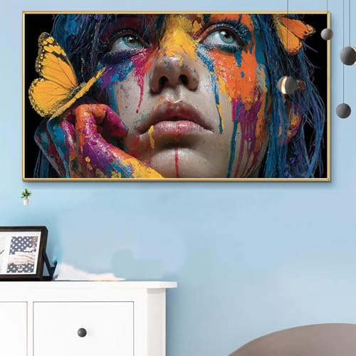 Malen Nach Zahlen Erwachsene Frau Malen Nach Zahlen XXL 60x120 CM Paint by Numbers Schmetterling Bild DIY Set Erwachsene Basteln, Adults Kreativ Set für Zimmer Deko, Herbstdeko, Weihnachtsdeko Q6-180 von Weoqion