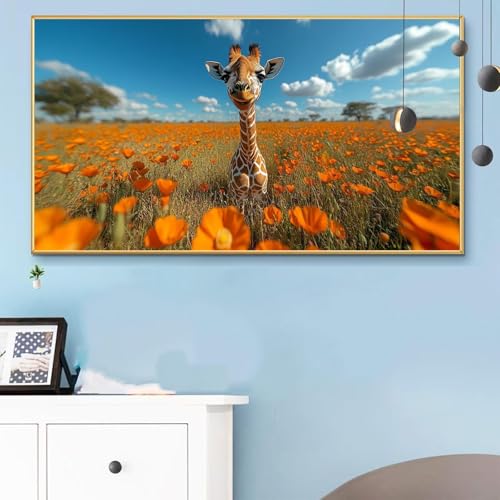 Malen Nach Zahlen Erwachsene Giraffe Malen Nach Zahlen XXL 50x100cm Paint by Numbers Tiere Bild DIY Set Erwachsene Basteln, Adults Kreativ Set für Zimmer Deko, Herbstdeko, Männer Geschenke Q6-326 von Weoqion