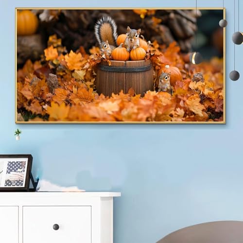 Malen Nach Zahlen Erwachsene Halloween Malen Nach Zahlen XXL 40x90cm Paint by Numbers Herbst Bild DIY Set Erwachsene Basteln, Adults Kreativ Set für Zimmer Deko, Herbstdeko, Weihnachtsdeko Q6-136 von Weoqion