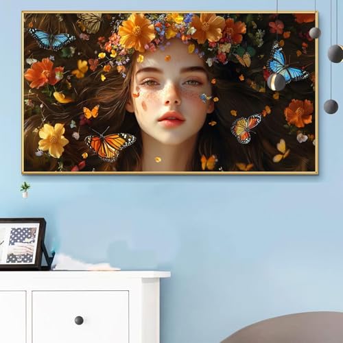 Malen Nach Zahlen Erwachsene Herbst Malen Nach Zahlen XXL 40x90 Paint by Numbers Frau Bild DIY Set Erwachsene Basteln, Adults Kreativ Set für Zimmer Deko, Herbstdeko, Weihnachtsdeko Geschenke Q6-654 von Weoqion