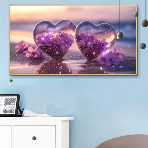 Malen Nach Zahlen Erwachsene Herz Malen Nach Zahlen XXL 70x140cm Paint by Numbers Sonnenuntergang Bild DIY Set Erwachsene Basteln, Adults Kreativ Set für Zimmer Deko, Herbstdeko, Weihnachtsdeko Q6-776 von Weoqion