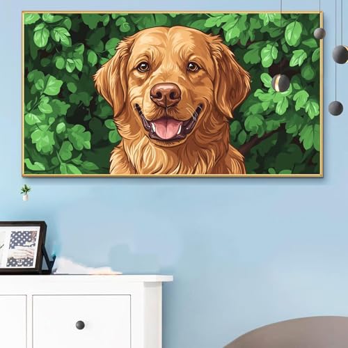 Malen Nach Zahlen Erwachsene Hund Malen Nach Zahlen XXL 100x200 Paint by Numbers Landschaft Bild DIY Set Erwachsene Basteln, Adults Kreativ Set für Zimmer Deko, Herbstdeko, Männer Geschenke Q6-794 von Weoqion