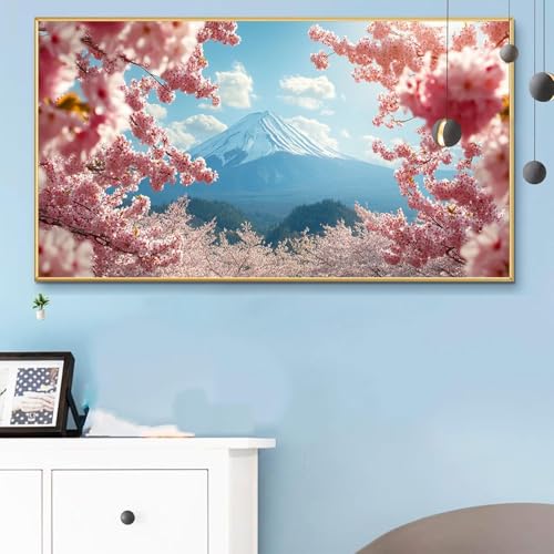 Malen Nach Zahlen Erwachsene Japan Malen Nach Zahlen XXL 50x100CM Paint by Numbers Vulkan Fuji Bild DIY Set Erwachsene Basteln, Adults Kreativ Set für Zimmer Deko, Herbstdeko, Weihnachtsdeko Q6-258 von Weoqion