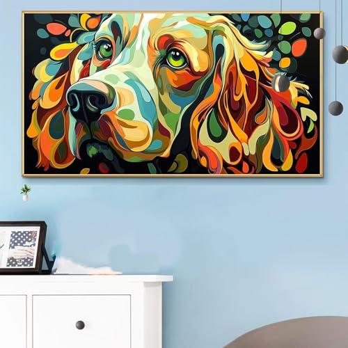 Malen Nach Zahlen Erwachsene Karikatur Malen Nach Zahlen XXL 80x160 CM Paint by Numbers Hund Bild DIY Set Erwachsene Basteln, Adults Kreativ Set für Zimmer Deko, Herbstdeko, Männer Geschenke Q6-30 von Weoqion